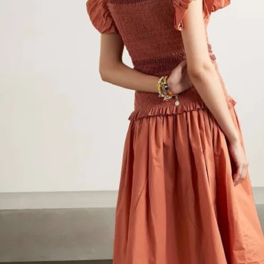 Nwt Ulla Johnson Smocked Flutter Sleeve Cotton Po… - image 8